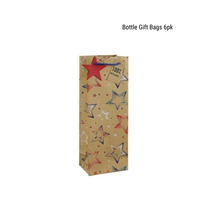 Stars Kraft Bottle Gift Bags 6pk