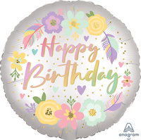 Anagram Boho Birthday Flowers 18" Foil Balloon