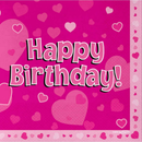 Happy Birthday Pink 3-ply Napkins 33x33cm 16pk