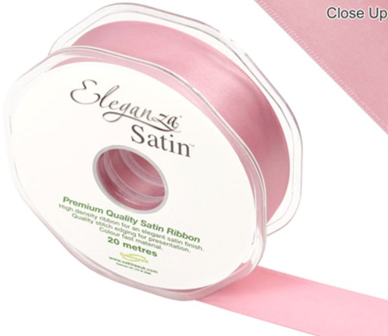 Eleganza Satin Ribbon Pink 25mm x 20m
