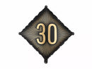 PartyDeco foil balloon in black and gold with "30" age design, 18-inch birthday celebration balloon.