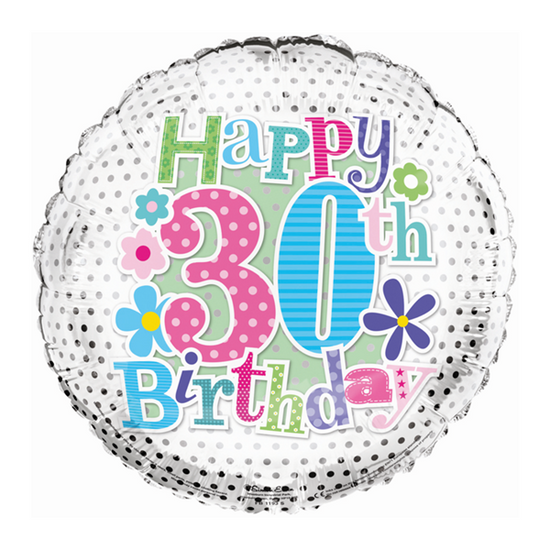 Simon Elvin Age 30 Floral 18" Foil Balloon
