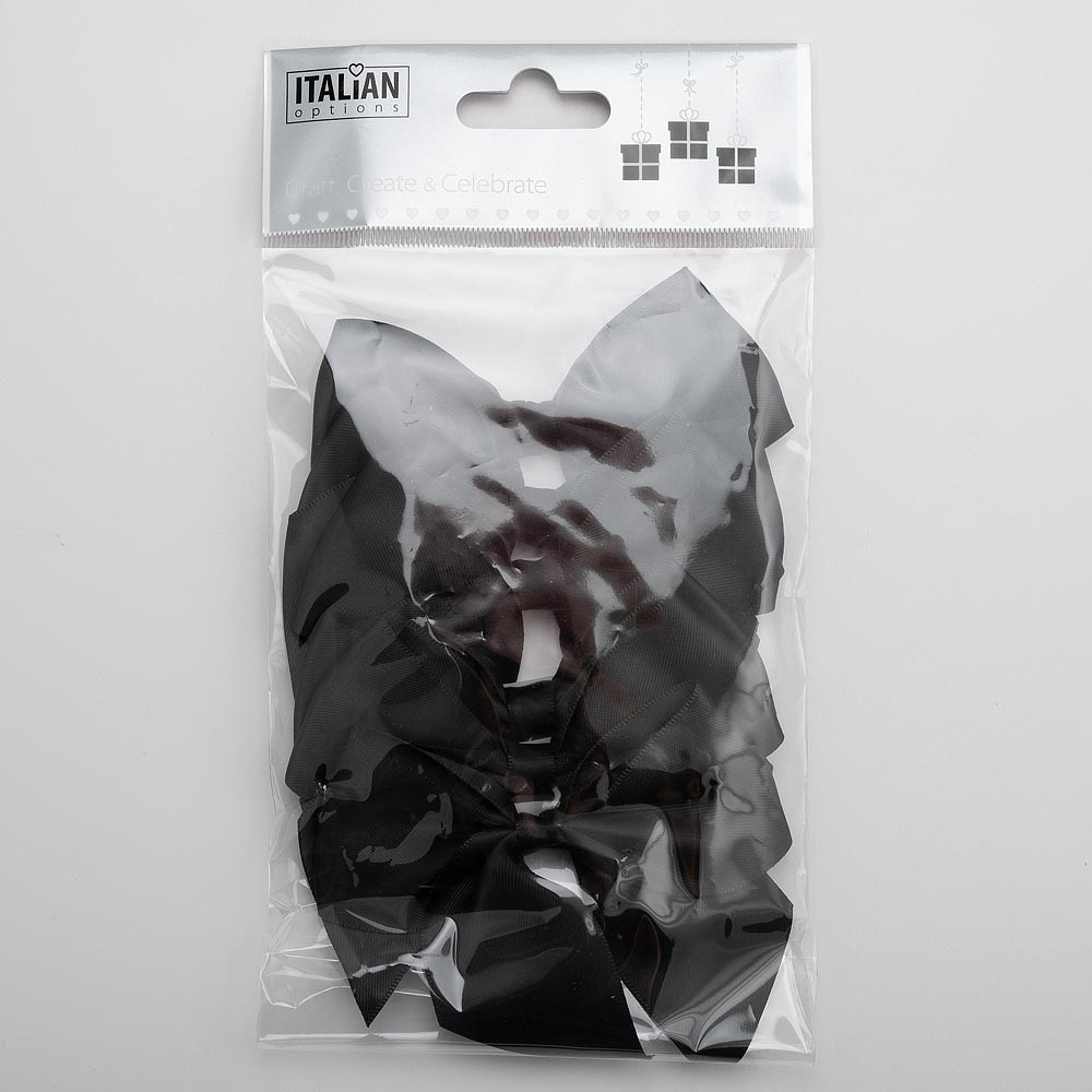 Italian Options 6 Pack Ribbon Bows Black 10cm