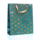 Gift Bag Gold/Teal Pattern Medium 6pk