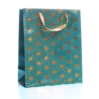Gift Bag Gold/Teal Pattern Medium 6pk