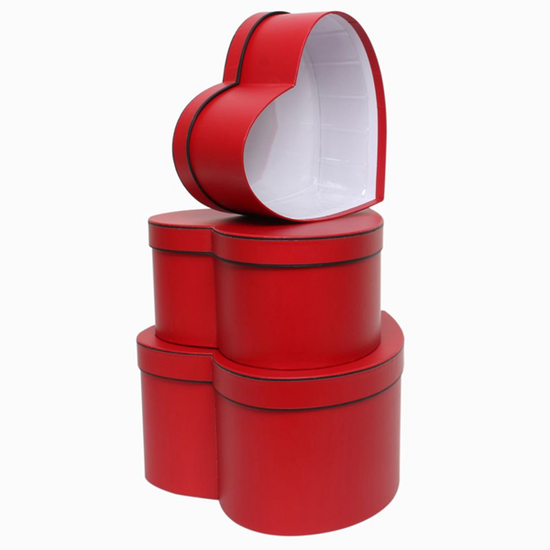 Red Heart Shaped Hat Box Set 3pk