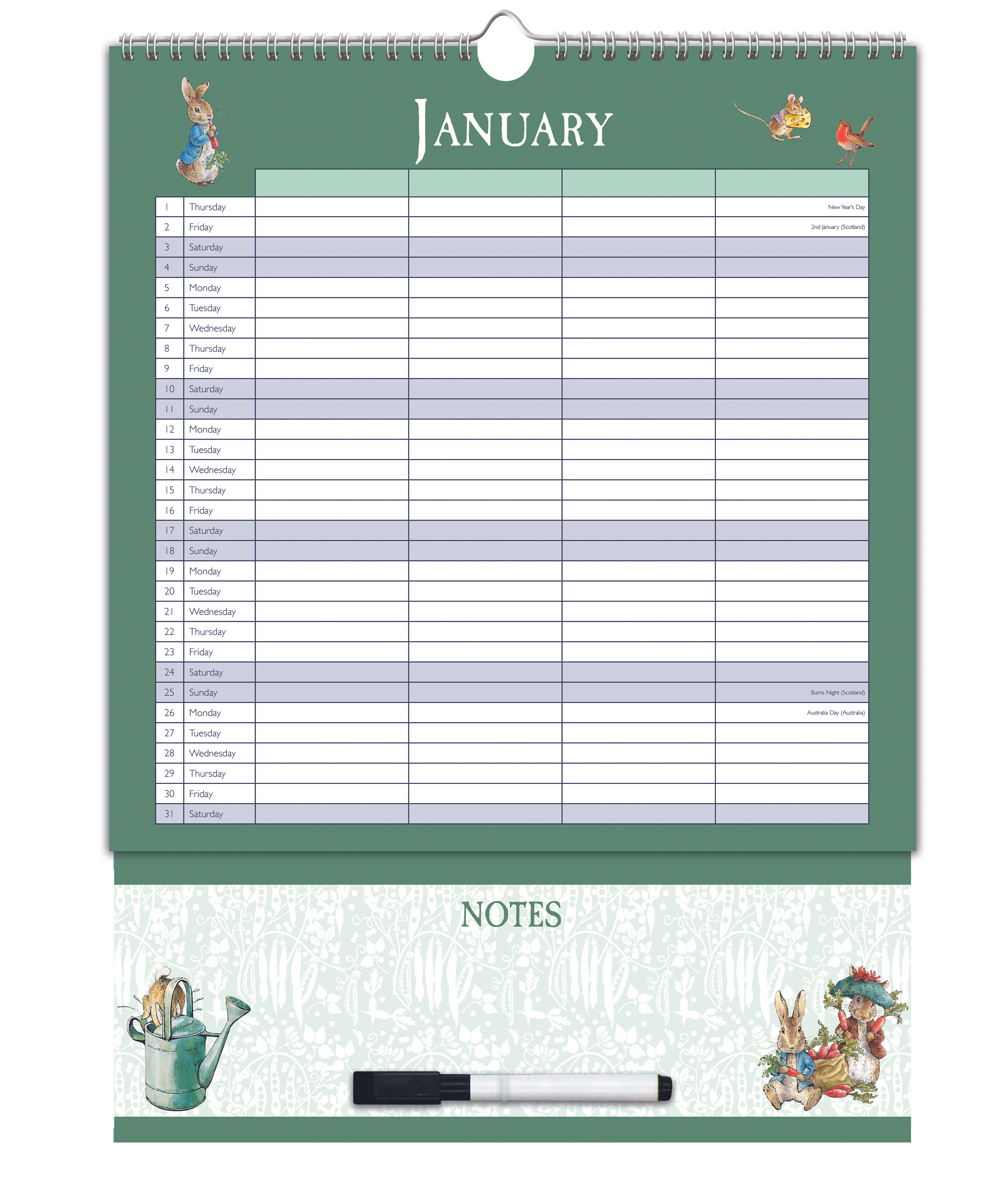 Calendar Organiser Peter Rabbit 2027