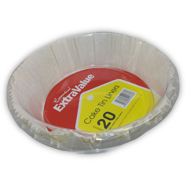 Essential 7-inch cake tin liners for catering, set of 20, in a natural, non-stick baking paper for easy cake prep.