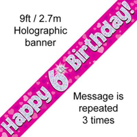 Oaktree Banner Age 6 Pink Holographic 9ft