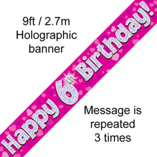 Oaktree Banner Age 6 Pink Holographic 9ft