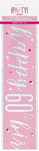 Pink Glitz 60th Birthday Foil Banner 9ft