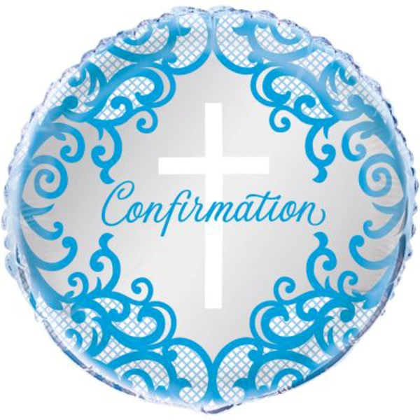 Unique Foil Balloon Confirmation Cross Blue 18"