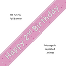 Unique Banner Pink Glitz Age 2 9ft