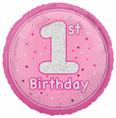 Unique Foil Balloon Pink Glitz Age 1 18"