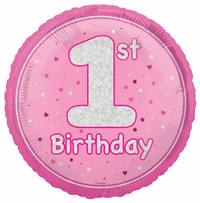 Unique Foil Balloon Pink Glitz Age 1 18"