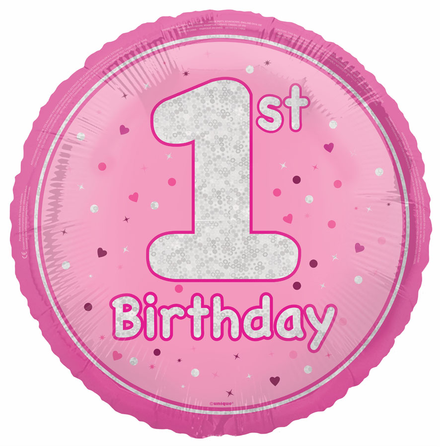 Unique Foil Balloon Pink Glitz Age 1 18"