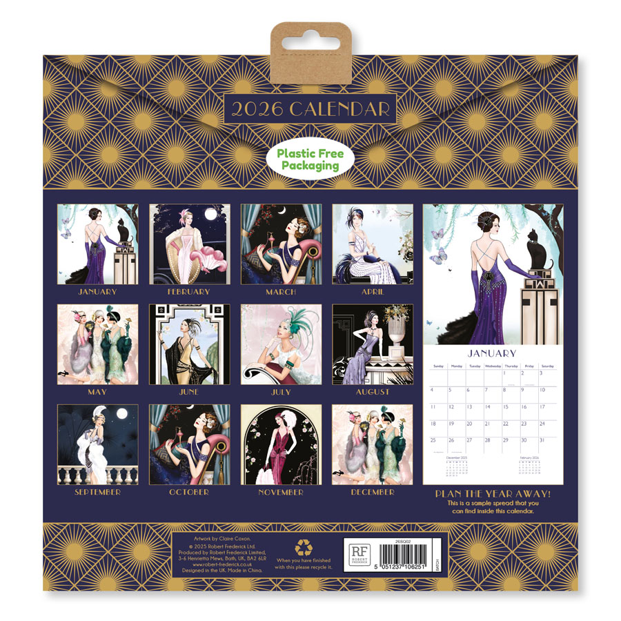 Calendar Square Claire Coxon Art Deco 2027