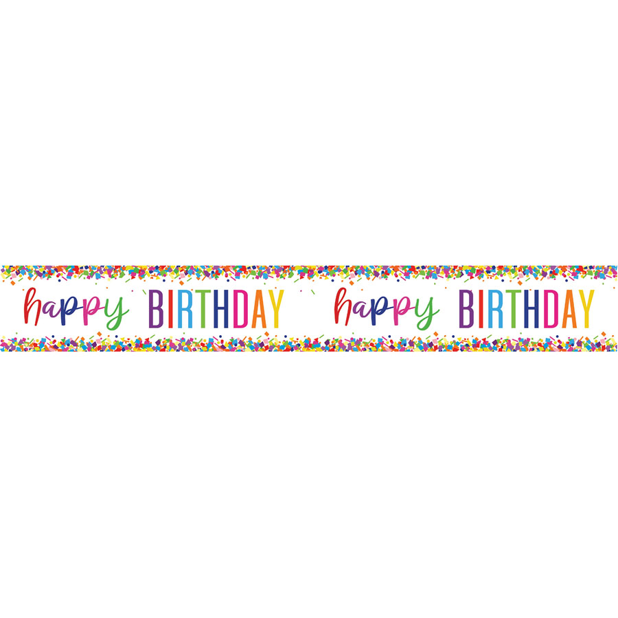 Unique Banner Happy Birthday Bright Confetti 9ft