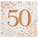 Oaktree Fizz Age 50 Rose Gold Napkins 16pk