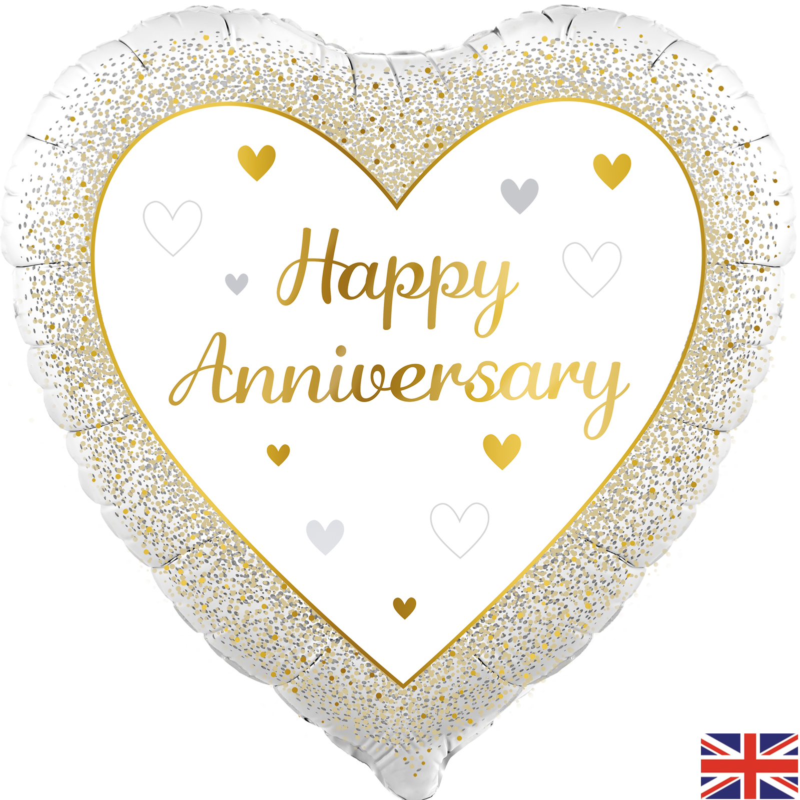 Happy Anniversary Gold 18" Heart Foil Balloon