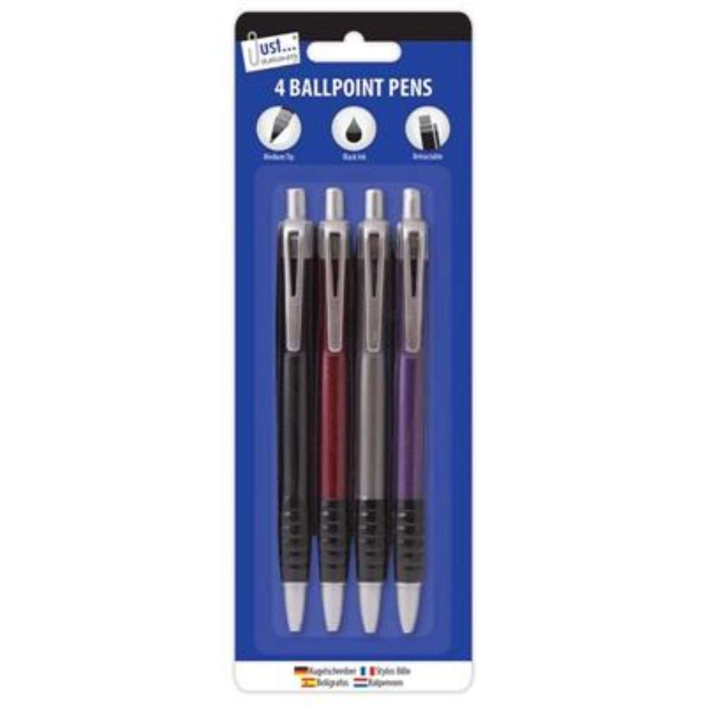 Tallon 4 Pack Ballpoint Pen Black