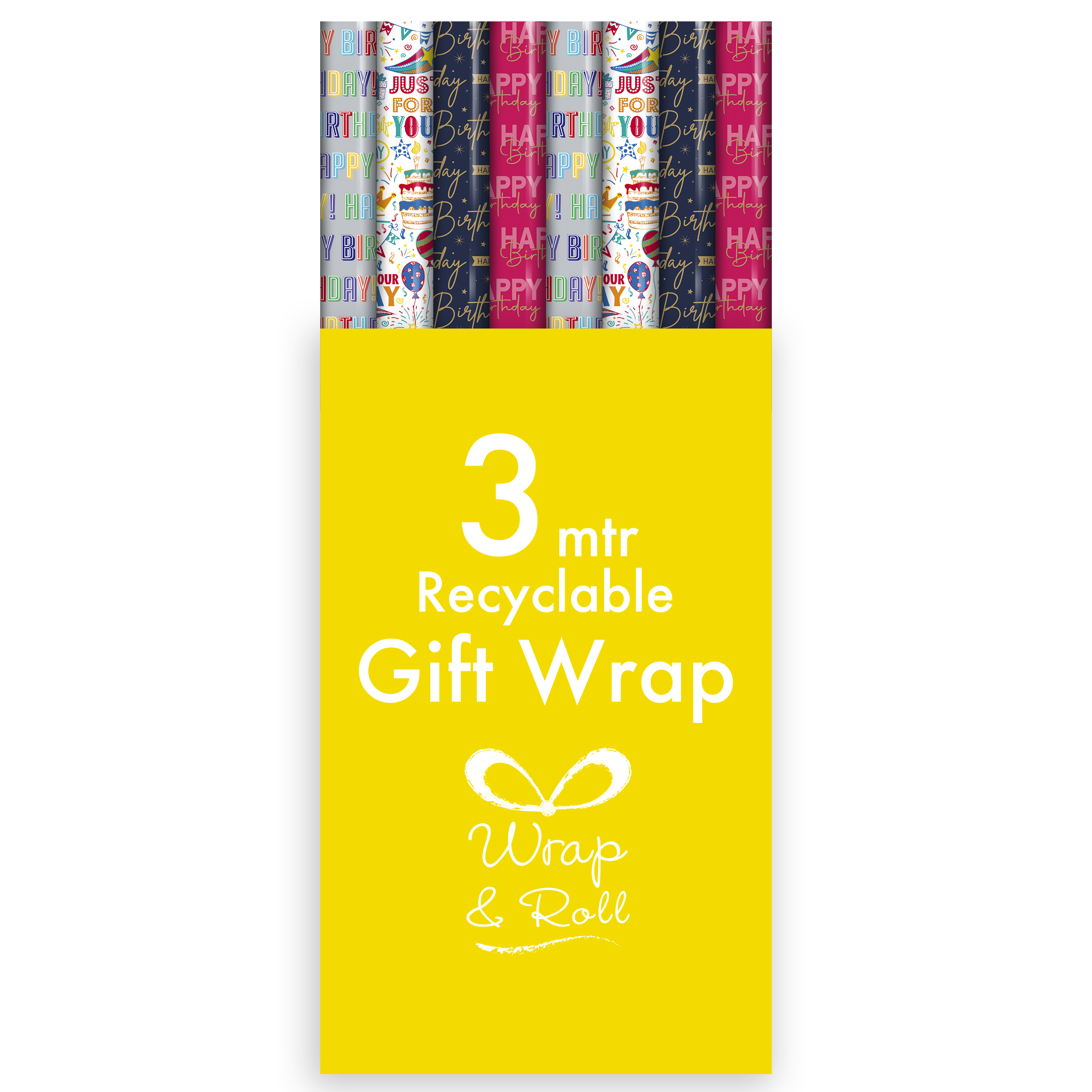 Eurowrap 49 Pack Rollwrap Happy Birthday 3m