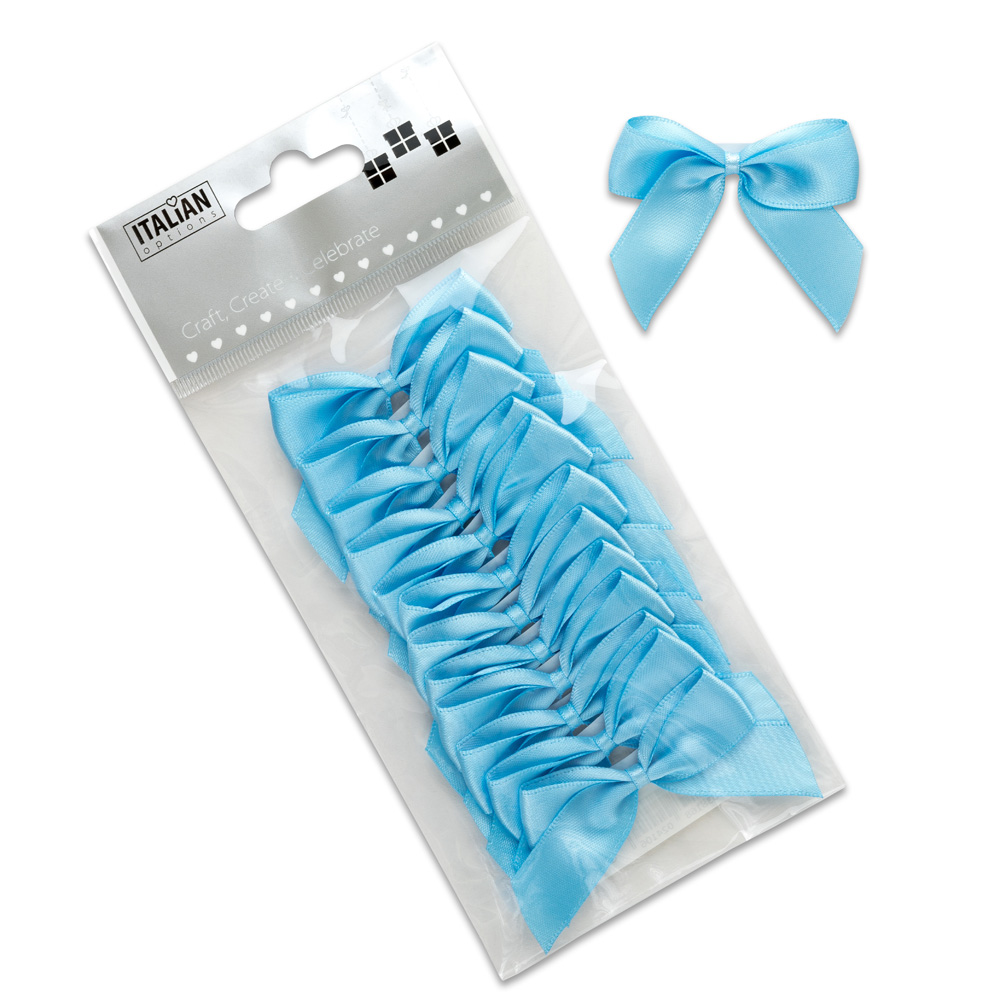 Italian Options 12 Pack Ribbon Bows Pale Blue 5cm
