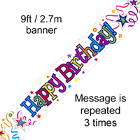 Oaktree Banner Happy Birthday Ribbons & Stars 9ft