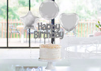 Silver glitter Oaktree cake topper, 147mm, for cake decorations, featuring a detailed tree design for celebration cakes.