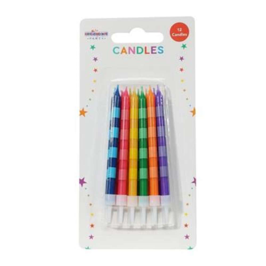 Kaleidoscope Striped Candles Multicolour 6 x 12pk