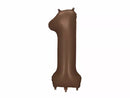 PartyDeco foil balloon in satin mocha, 34-inch number 1 balloon for celebrations and parties.