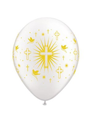 50 Latex Balloons 11" Pearl White Cross Doves