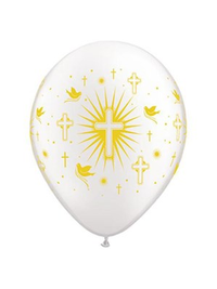 50 Latex Balloons 11" Pearl White Cross Doves