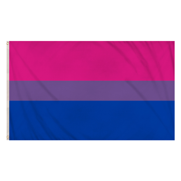 Henbrandt Pride LGBTQ+ bisexual flag, 5ft by 3ft, with vibrant rainbow colors and bisexual pride symbols on fabric.