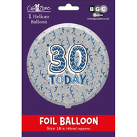 Foil Balloon 18" Round Holographic Age 30