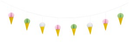 Colorful 7ft ice cream mini honeycomb garland by Unique, featuring vibrant honeycomb-shaped decorations for festive celebrations.