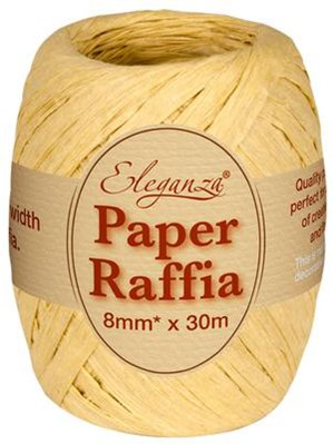 Eleganza Paper Raffia Ribbon Natural 8mm x 30M