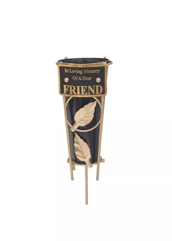 David Fischoff Grave Vase Friend keepsake, 36cm tall, with a ceramic design featuring a friendly figure, ideal for memorials.