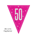 Unique Flag Banner Pink Glitz Age 50 9ft