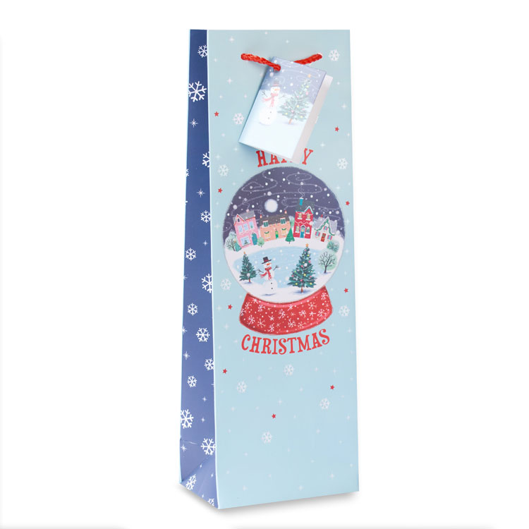 12pk Bottle Gift Bags Snowglobe