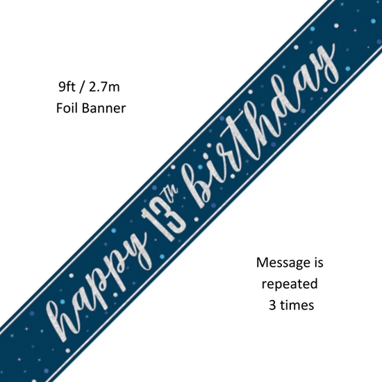 Unique Banner Blue Glitz Age 13 9ft