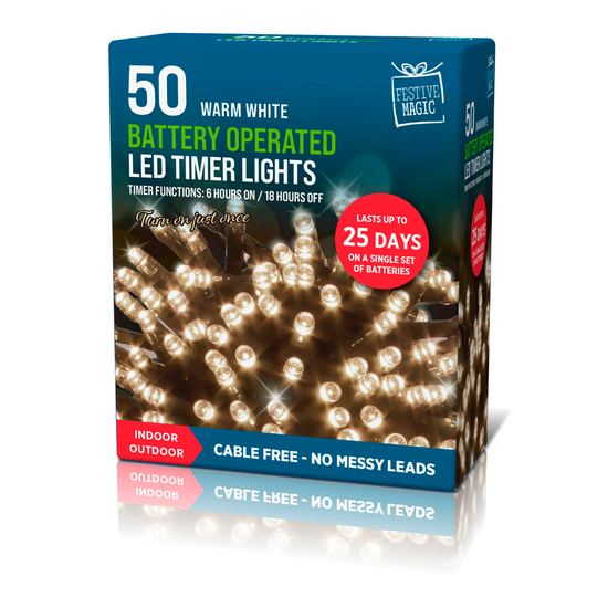 LED Lights Timer Warm White 50pk