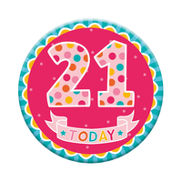 Six small Tiger Feet birthday badges featuring the number 21 for celebrating age milestones.