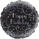 Oaktree Birthday Black Sparkle 18" Foil Balloon