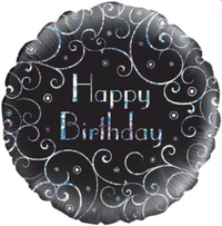 Oaktree Birthday Black Sparkle 18" Foil Balloon