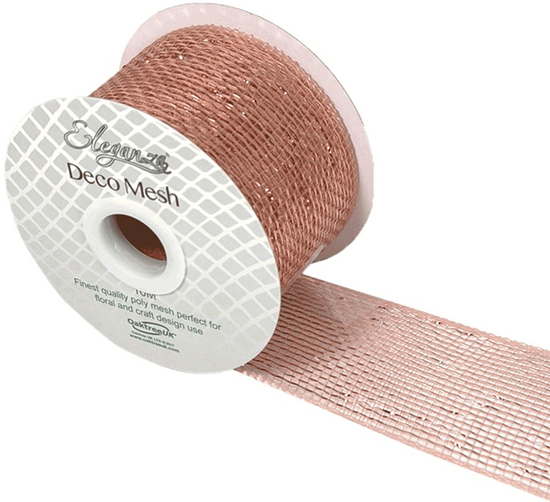 Eleganza Metallic Rose Gold Deco Mesh 63mm x 10m