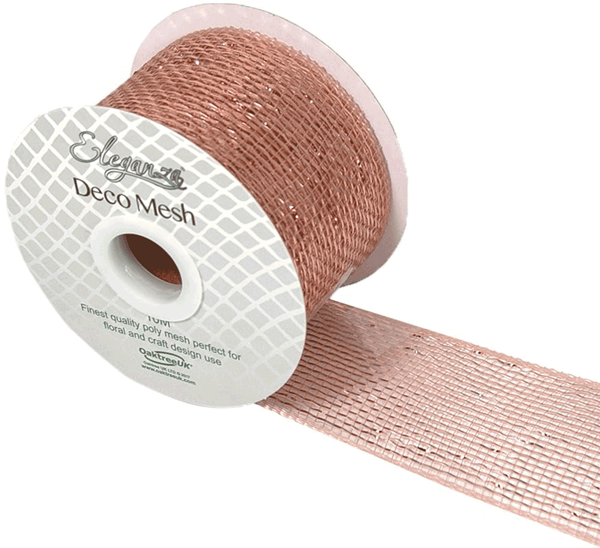 Eleganza Metallic Rose Gold Deco Mesh 63mm x 10m