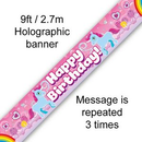 Oaktree Banner Happy Birthday Unicorn Rainbow 9ft