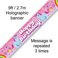 Oaktree Banner Happy Birthday Unicorn Rainbow 9ft
