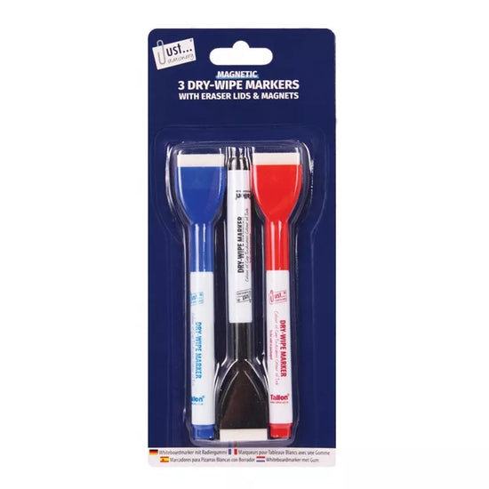 Magnetic Dry Wipe Markers 3pk
